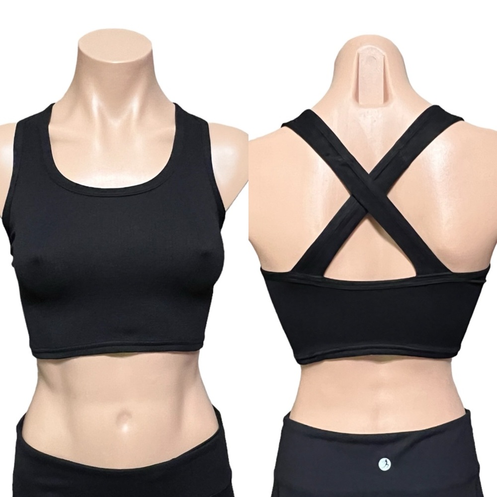 Free People Movement Criss Cross Back Tank Top in Black NWOT XS/S